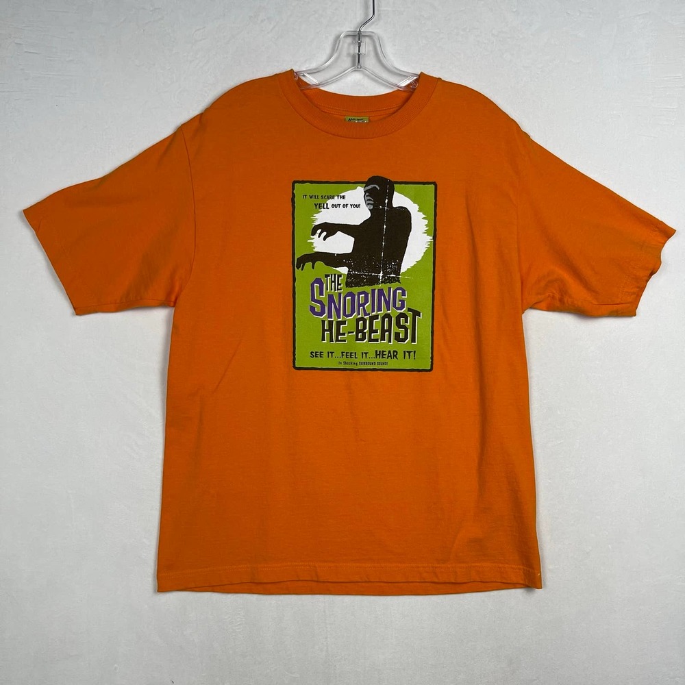 The Thing Halloween The Snoring He Beast Monster‎ Orange T-Shirt Size Large Mens